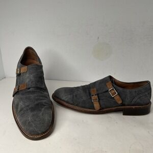 DONALD J PLINER ZANDE Shoes With Double Monk Leather StrapsGray Denim. Sz 11.5